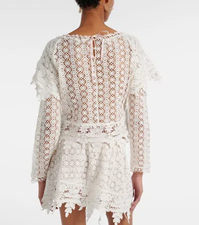 Isabel Marant Hyliana Knit Cotton Lace Top In White