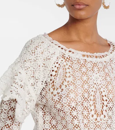 Isabel Marant Hyliana Knit Cotton Lace Top In White