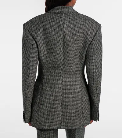 Acne Studios Houndstooth Wool Suit Jacket In Black