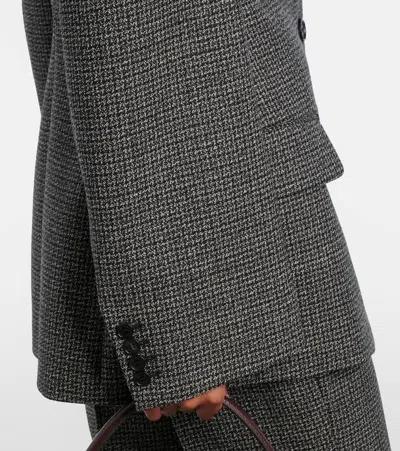 Acne Studios Houndstooth Wool Suit Jacket In Black