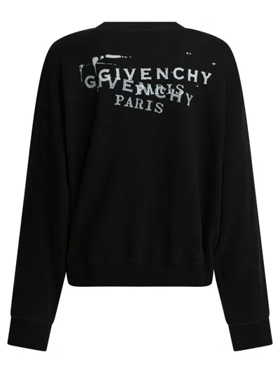 Givenchy Sweatshirt Featuring Signature Brand Stamp Crewneck In Black