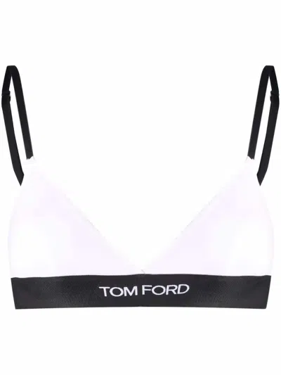 Tom Ford Logo Modal Jersey Triangle Bra In White