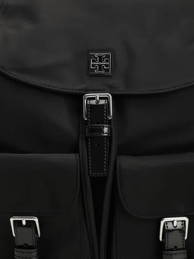 Tory Burch Functional Nylon Backpack With Multiple Pockets In Black