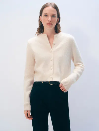 White + Warren Brushed Cashmere Cardigan In Ivory In Neutral