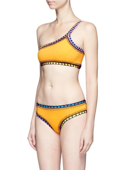 Shop Kiini 'ro' Crochet Trim One-shoulder Bikini Top