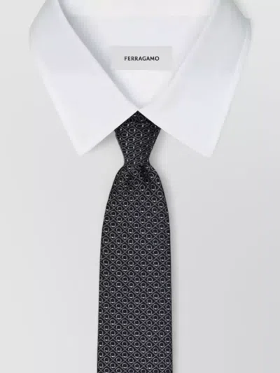 Ferragamo Biella Gancini Jacquard Silk Tie Pointed Tip In Multi
