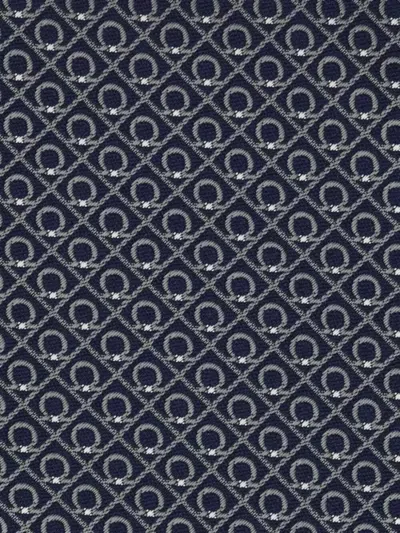 Ferragamo Biella Gancini Jacquard Silk Tie Pointed Tip In Multi