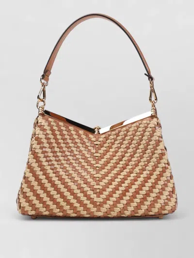 Etro Vela M Raffia Shoulder Bag Top Handle In Multi