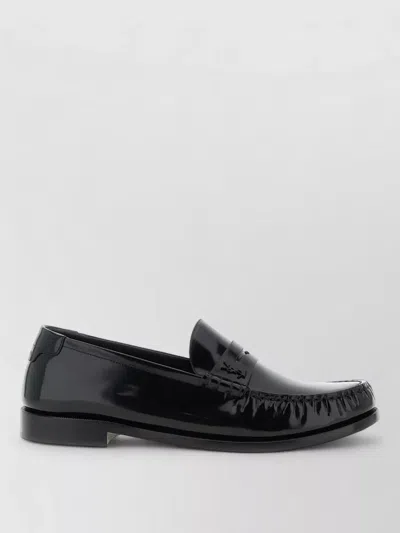 Saint Laurent Le Loafer Loafers In Polished Wrinkled Leather In Black