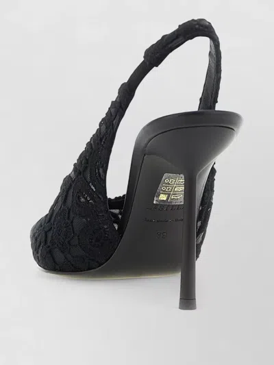 Le Silla Chantilly Lace Slingback Pointed Toe Pumps In Black