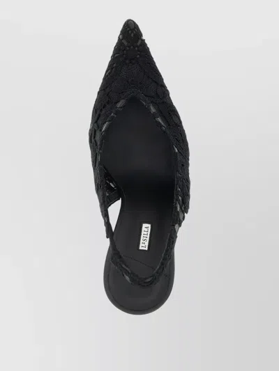 Le Silla Chantilly Lace Slingback Pointed Toe Pumps In Black