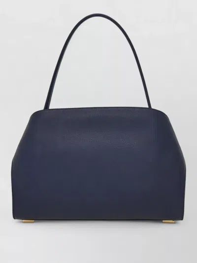 Ferragamo Soft Medium Shoulder Bag Gold Hardware Top Handle In Blue