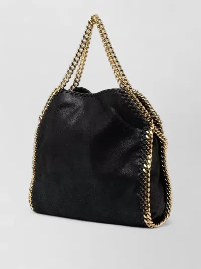 Stella Mccartney Falabella Mini Black Handbag With Handle And Chain Shoulder Strap In Eco Leather Woman In Black
