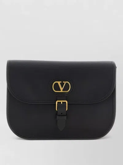 Valentino Garavani Antibes Leather Crossbody Bag Adjustable Strap In Black