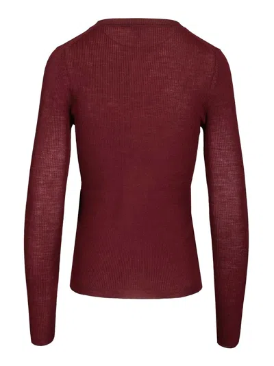 Chloé Pull Henley En Maille De Laine Extrafine In Red