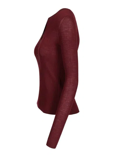 Chloé Pull Henley En Maille De Laine Extrafine In Red