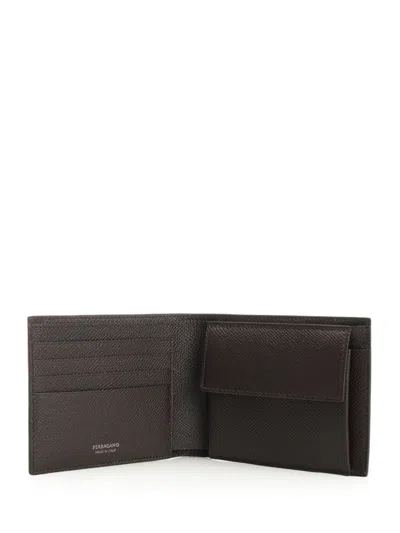 Ferragamo Leather Wallet Micro Gancio Wallets Brown In Multi