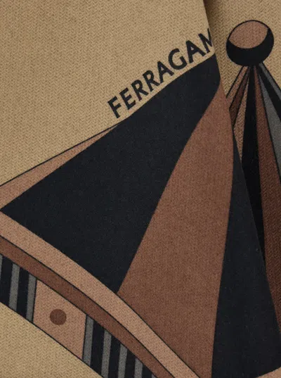 Ferragamo Geometric-print Cape In Black