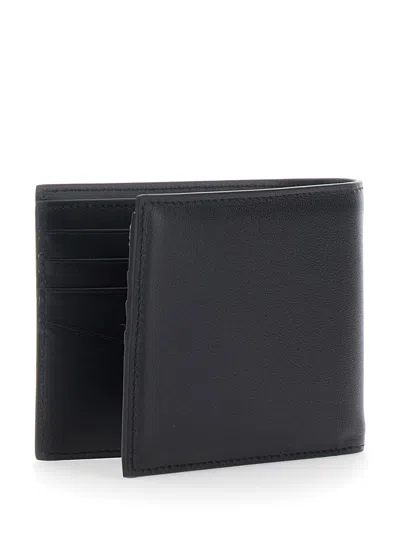 Givenchy Men Black Bi-fold Wallet With Embossed Logo Lettering On The Front In Grained Leather Man In Black