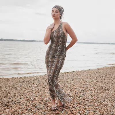 House Of Sunny Womens Multi Leopard Asymmetric Stretch-woven Maxi Dress