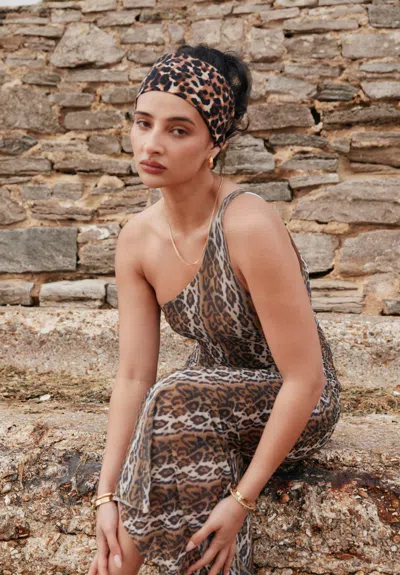 House Of Sunny Womens Multi Leopard Asymmetric Stretch-woven Maxi Dress