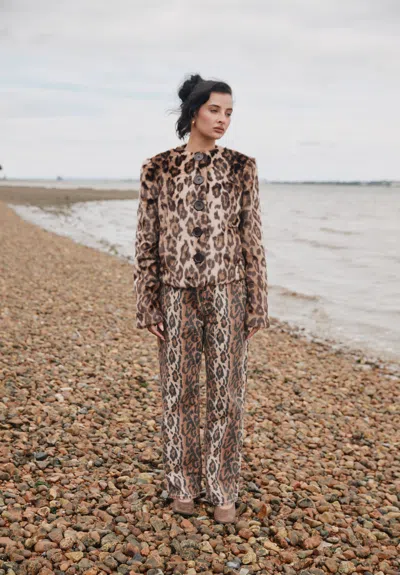 House Of Sunny Womens Multi Leopard Jessie Straight-leg Denim Jeans