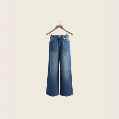 House Of Sunny Low Rise Wide Leg Denim In Blue
