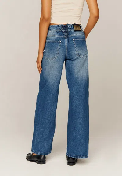 House Of Sunny Low Rise Wide Leg Denim In Blue