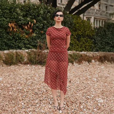 House Of Sunny Womens Retro Check Asymmetric Stretch-woven Midi Skirt Multi