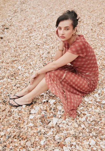 House Of Sunny Womens Retro Check Asymmetric Stretch-woven Midi Skirt Multi