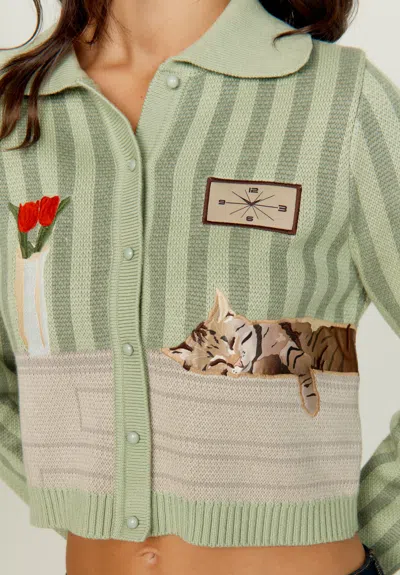 House Of Sunny The Sleepy Cat Cardigan In Multi