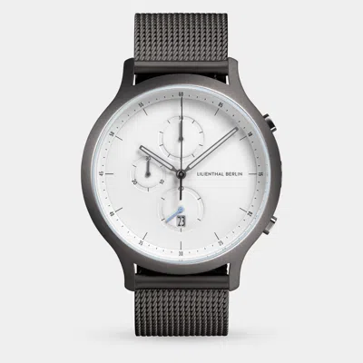 Lilienthal Berlin Chronograph Dark Silver White Mesh Anthracite Matte