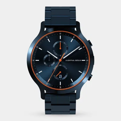 Lilienthal Berlin Chronograph Blue Orange Stainless Steel Blue Brushed