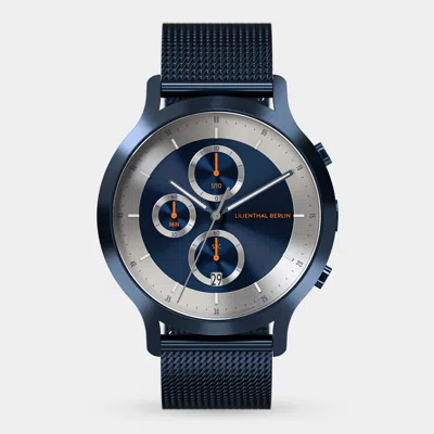 Lilienthal Berlin Chronograph Lp Blue Silver Mesh Blue Brushed