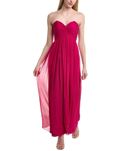 Issue New York Gathered Silk Gown In Red