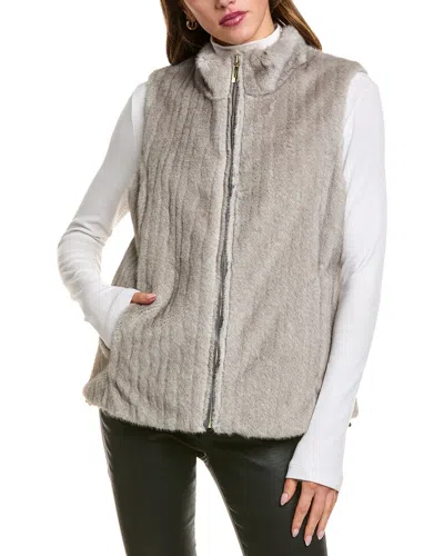 Via Spiga Reversible Faux Fur Vest In Gray