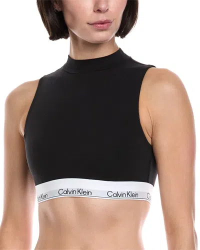 Calvin Klein Lightly Lined Mock Neck Bra In Black