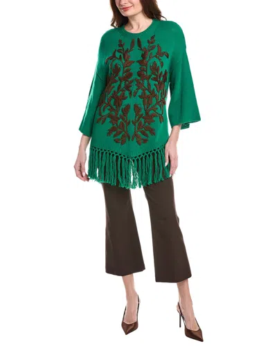 Valentino Wool Poncho In Green