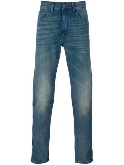Gucci Blue Jeans With Web, Stone Wash