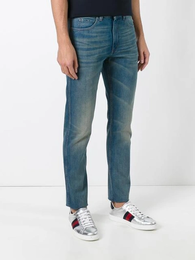 Shop Gucci Tiger Tapered Denim Jeans In Blue