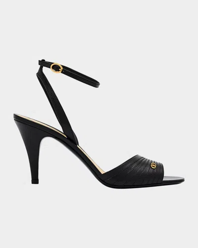 Valentino Garavani Ladycrush 85 Embellished Leather Sandals In Black