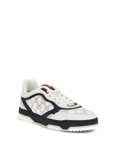 Gucci Re Web Sneakers Hammer Leather Pattern In White