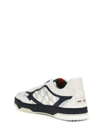 Gucci Re Web Sneakers Hammer Leather Pattern In White