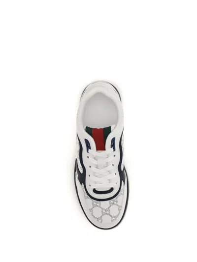 Gucci Re Web Sneakers Hammer Leather Pattern In White