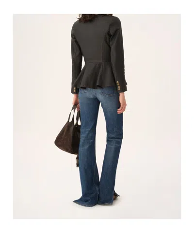 Chloé Leather Jacket Button Detail Long Sleeves In Black