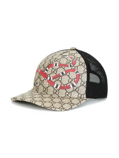 Gucci Rap Baseball Cap With Snake And Gg Logo Detailing In Beige | ModeSens