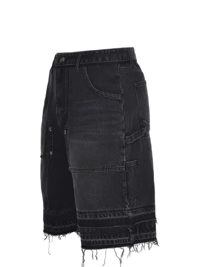 Andersson Bell Patchwork Denim Shorts In Black