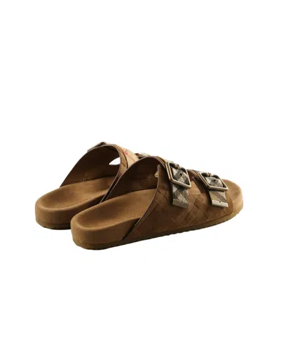Burberry Check Pattern Flat Sandals Dual Straps In Multi