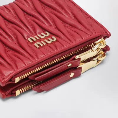 Miu Miu Small Quilted Nappa Wallet In Red