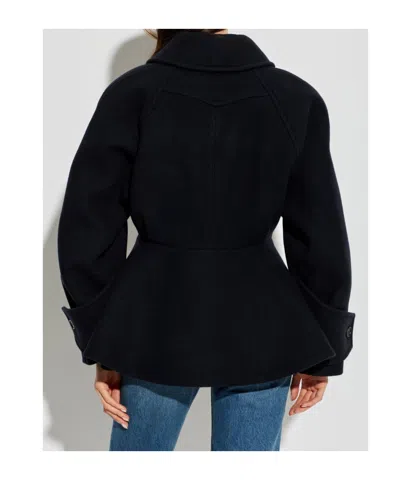 Chloé Chloe Women Short Coat With Ruffles In Black
